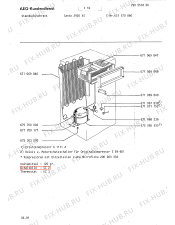 Взрыв-схема холодильника Aeg SAN2920KS - Схема узла Refrigerator cooling system